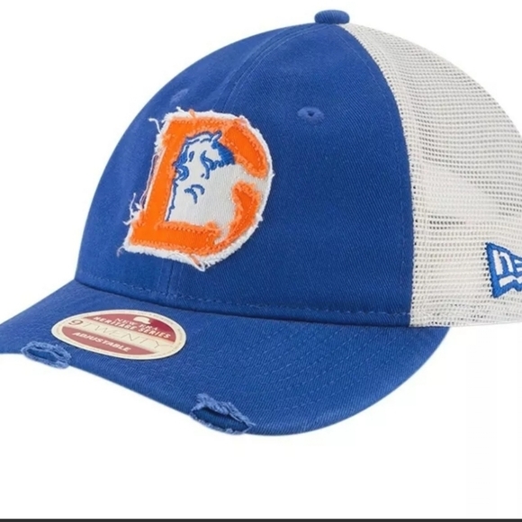 Denver Broncos New Era Frayed Twill 9TWENTY Trucker Adjustable Hat cap - Picture 1 of 5